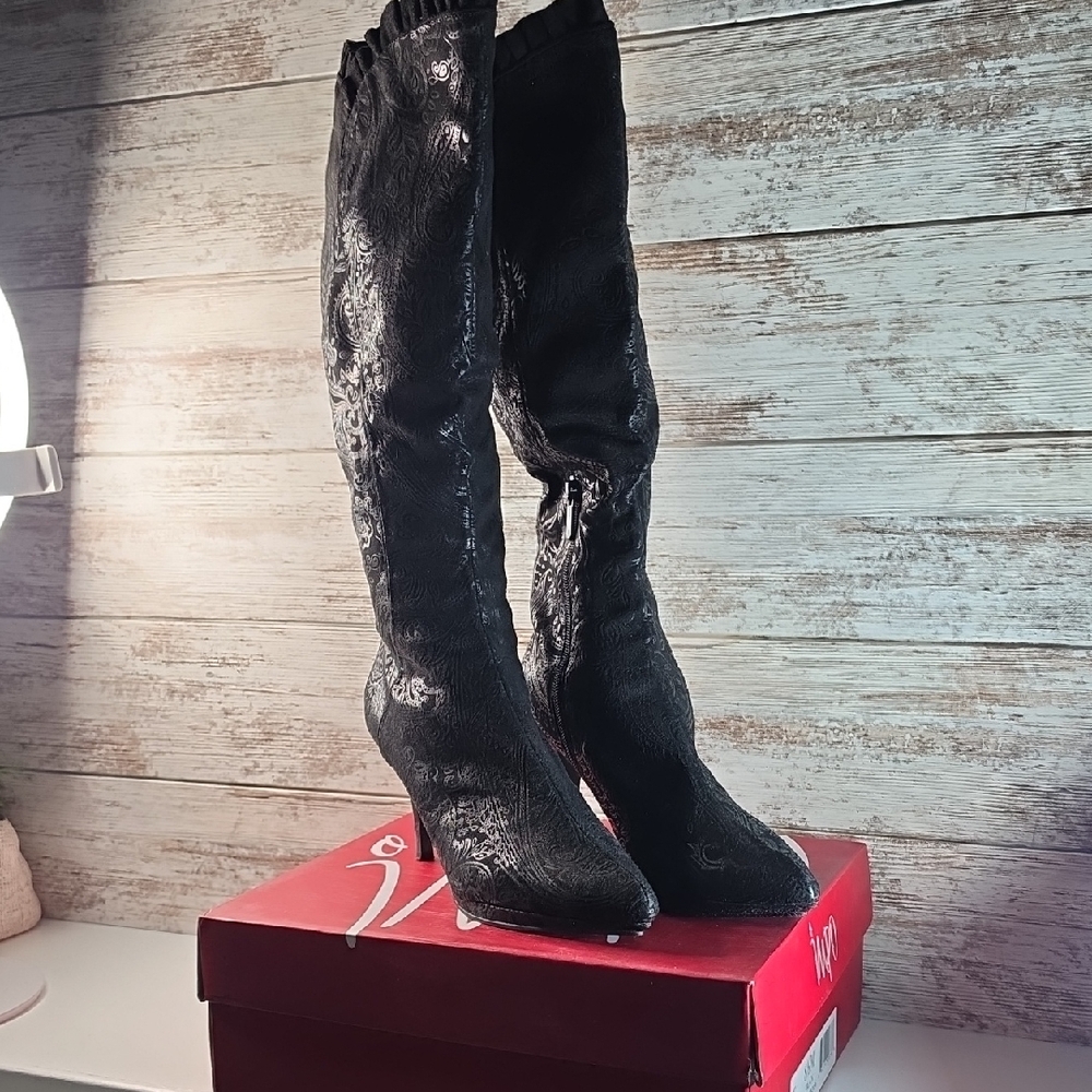 Impo Black Paisley Pointed-Toe Boots